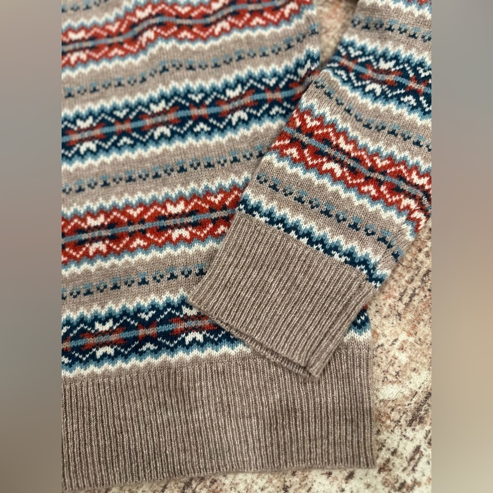 J Crew Sweater Mens Small Lambs Wool Fair Isle Nordic Pullover Long Sleeve Knit - Picture 4 of 9
